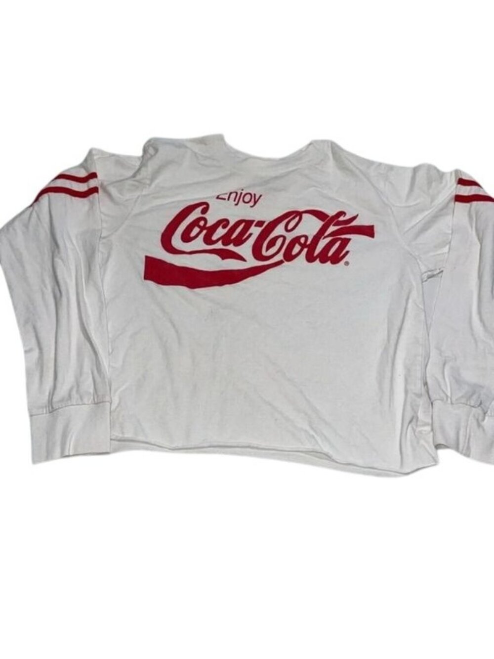 Coca-Cola Long Sleeve White Shirt M Red Logo Cotton Blend
